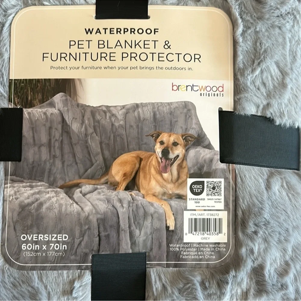 NWT Brentwood Oversized Waterproof Pet Blanket & Furniture Protector GRAY